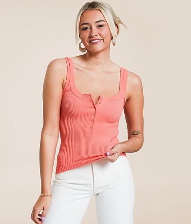 Free People Clean Lines Henley Tank Top front view