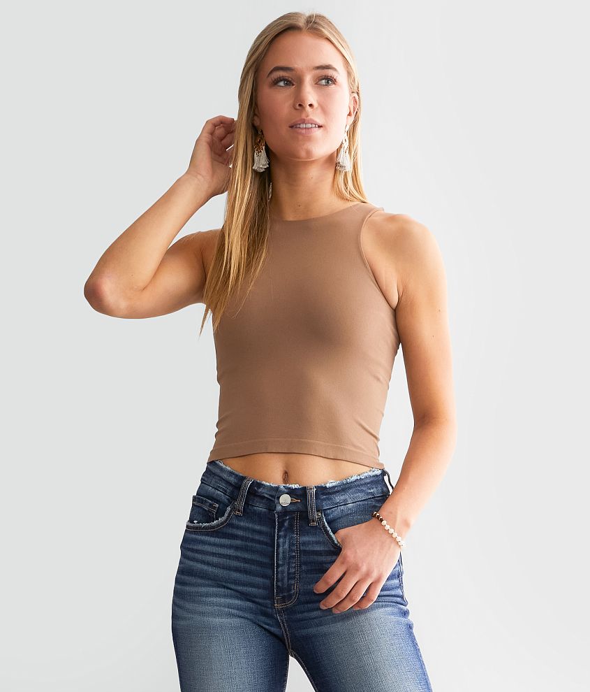 Free People Clean Lines Cropped Cami Tank Top front view