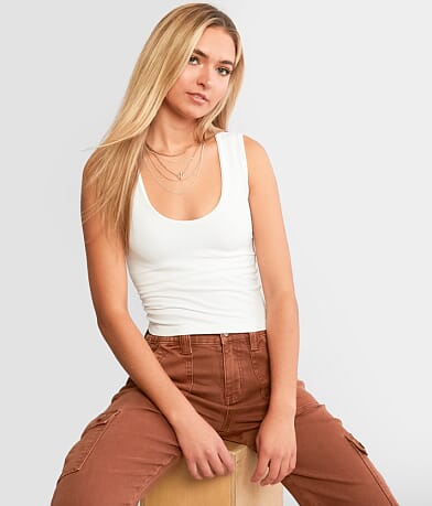 Free People Clean Lines Cropped Muscle Cami Tank Top front view