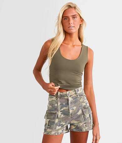 Free People Clean Lines Cropped Muscle Cami Tank Top front view