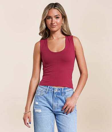 Free People Clean Lines Cropped Muscle Cami Tank Top front view