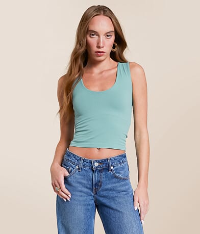  Free People Clean Lines Cropped Muscle Cami Tank Top front view