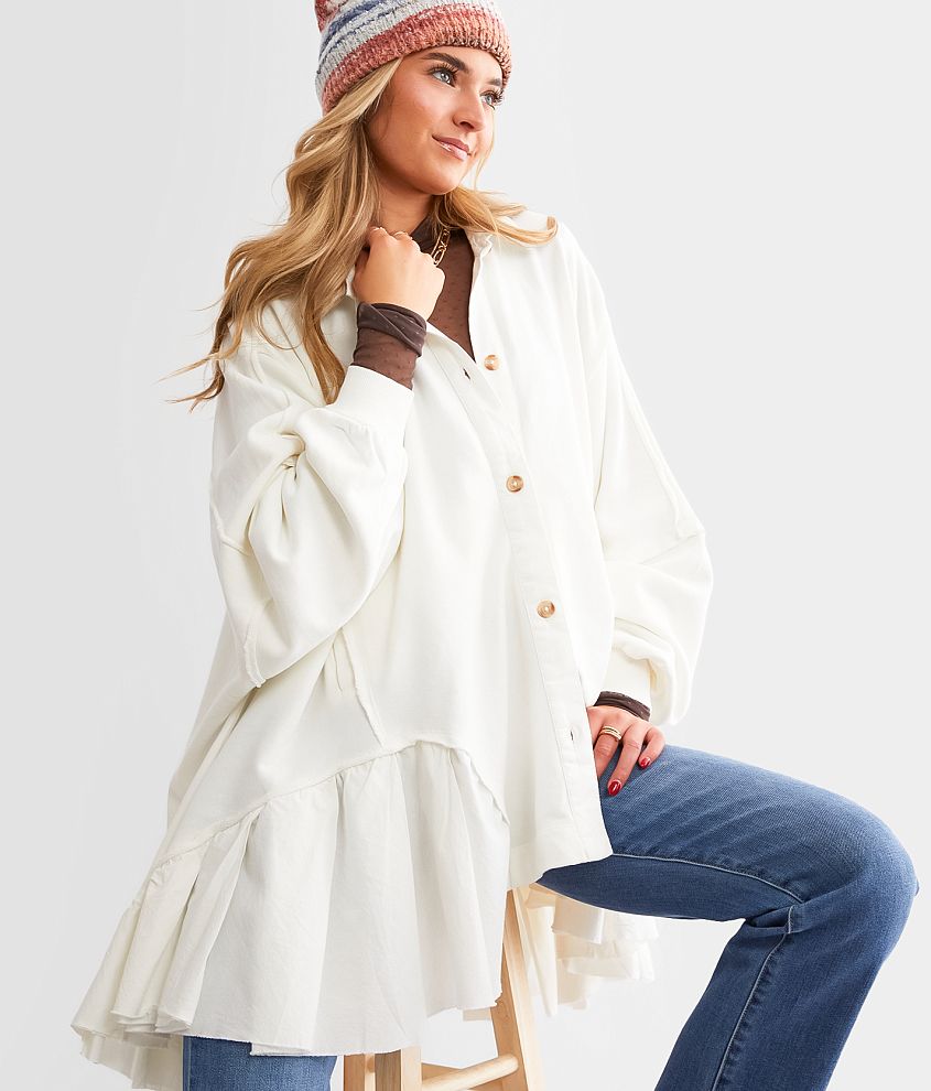 Free People Oversized Tunic Sweatshirt - Women's Shirts/Blouses in Optic  White