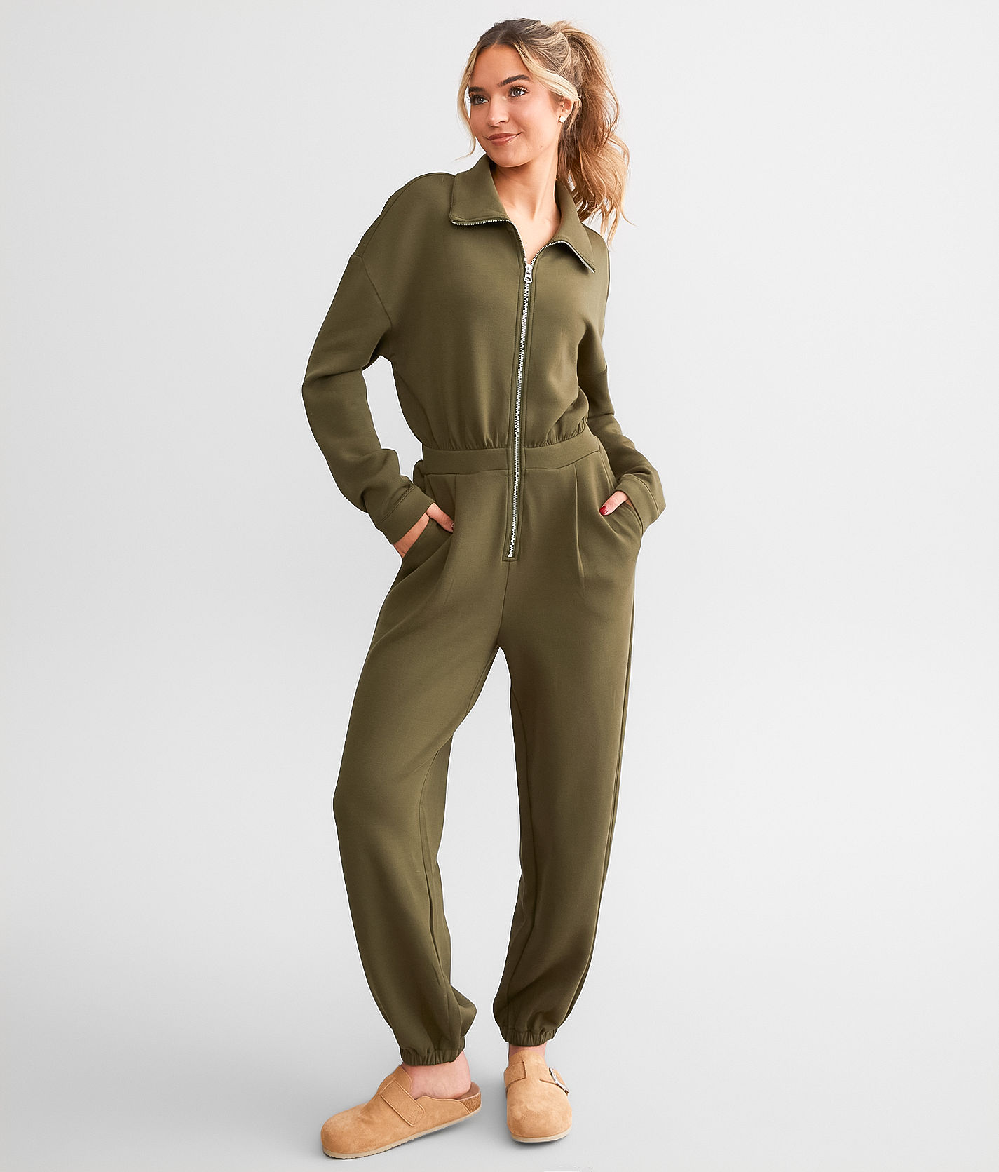 Green Jessie zipped jersey jumpsuit, Varley