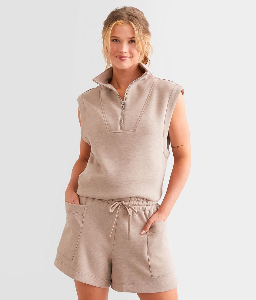 Varley Magnolia Half Zip Tank Top front view