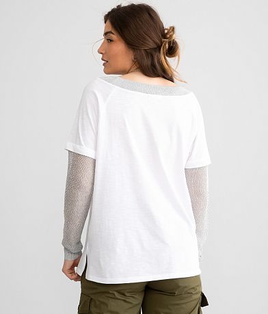 Gilded Intent Metallic Trim Oversized Top BACK