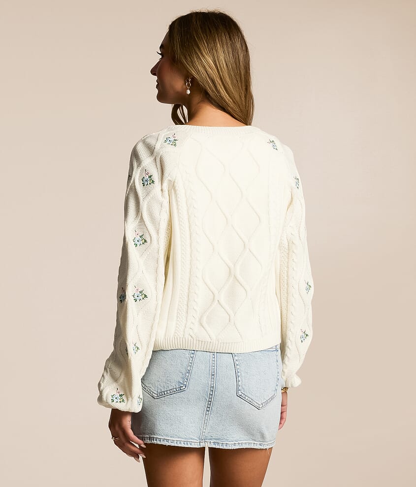 Embroidered Floral Cardigan Sweater - thumbnail 3