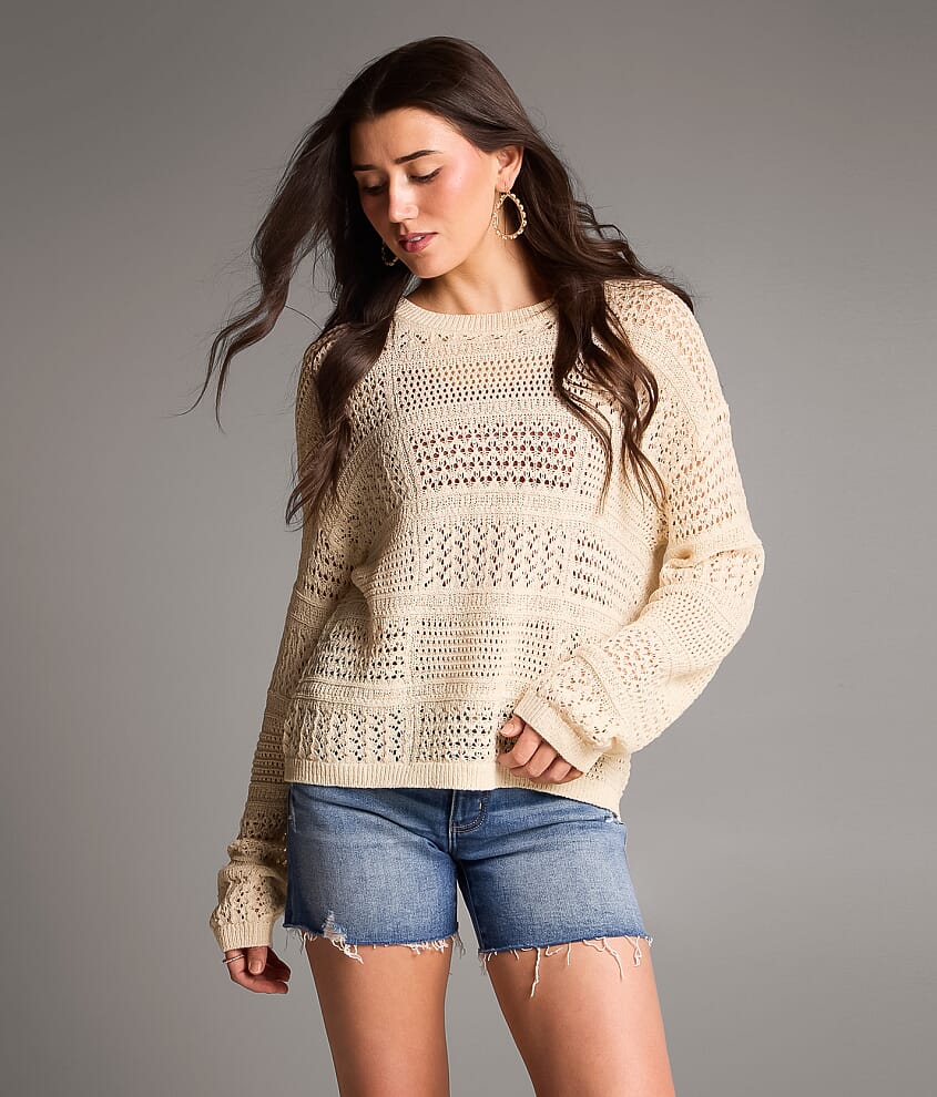 Pointelle Blocked Sweater