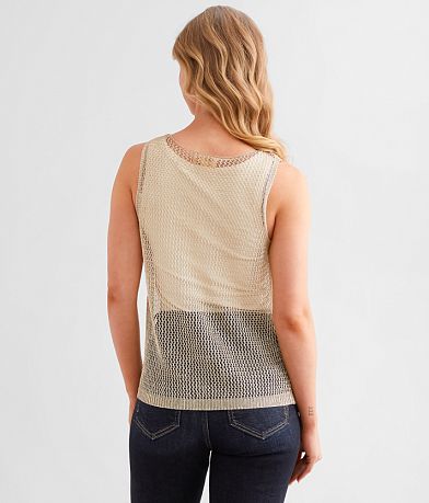 Sage &amp; Oak Metallic Netted Tank Top back view