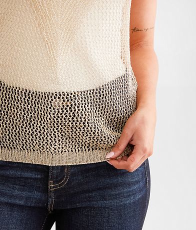 Sage &amp; Oak Metallic Netted Tank Top misc detail 2 view
