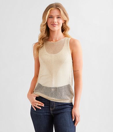 Sage &amp; Oak Metallic Netted Tank Top full left side view