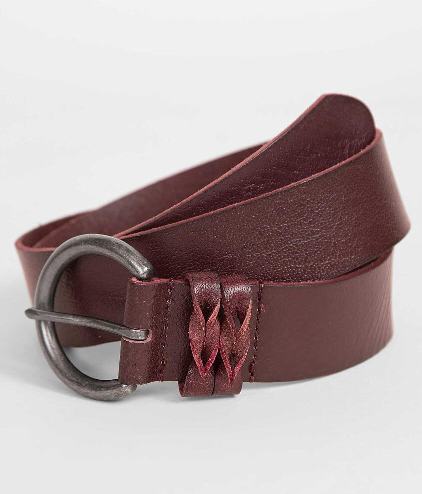 BKE Distressed Leather Belt Women's Belts in Oxblood Buckle