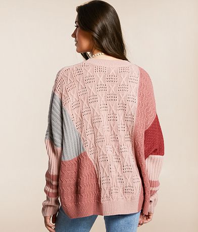 New In Color Block Oversized Sweater back view