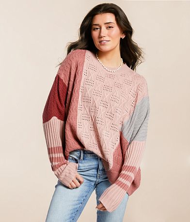 New In Color Block Oversized Sweater front view