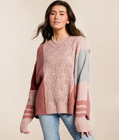 New In Color Block Oversized Sweater full left side view