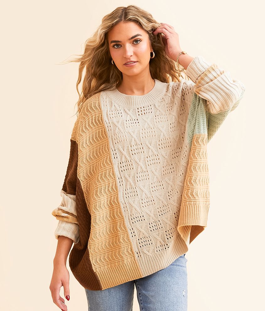 New In Color Block Oversized Sweater front view