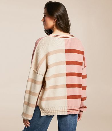 New In Mixed Stripe Oversized Sweater back view