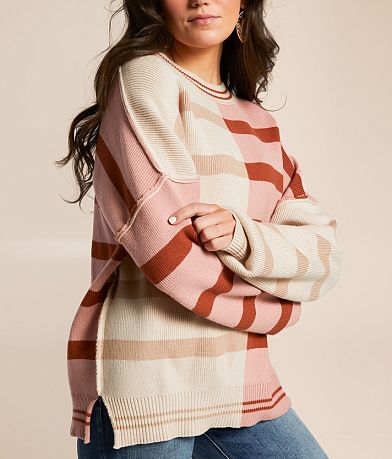 New In Mixed Stripe Oversized Sweater misc detail 1 view