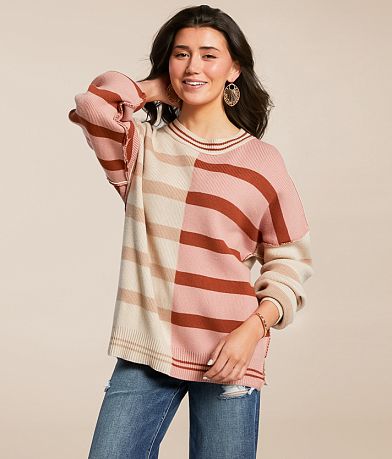 New In Mixed Stripe Oversized Sweater full right side view