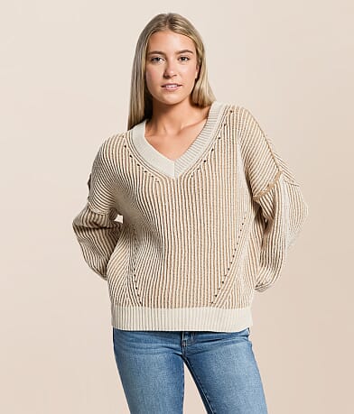 New In Ribbed Stripe Oversized Sweater front view