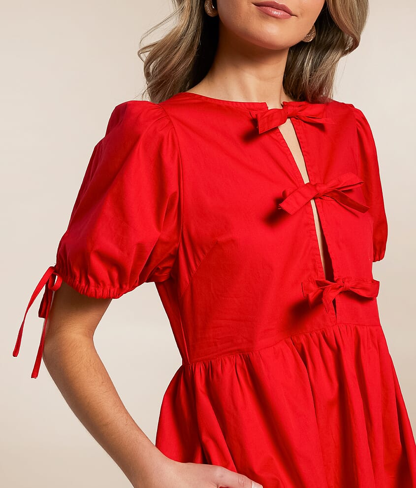 Front Tie Bubble Dress