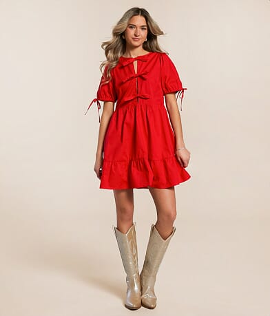 Willow & Root Front Tie Bubble Dress front view