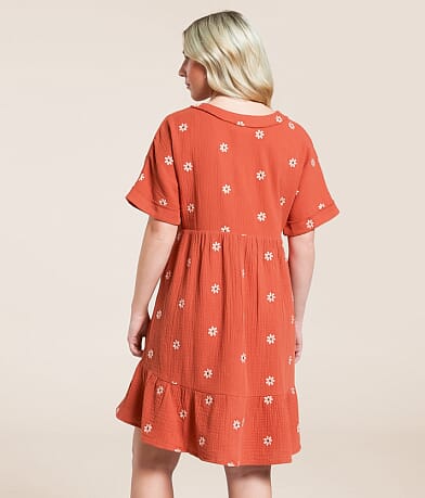 New In Embroidered Floral Babydoll Dress BACK