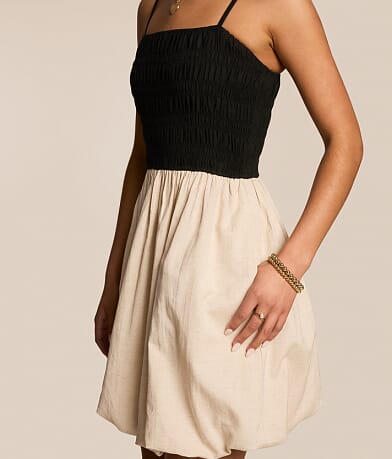 Smocked Bubble Mini Dress thumbnail 3