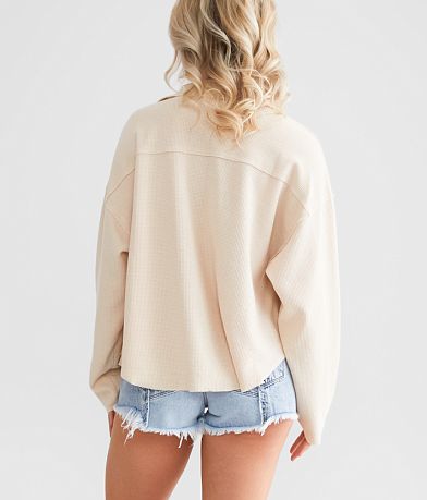 New In Washed Waffle Knit Shirt BACK