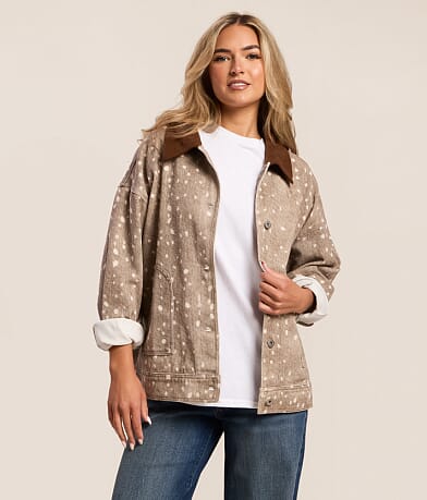 Dot Print Denim Jacket