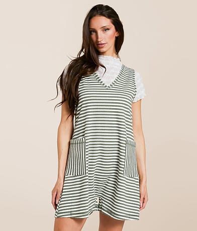New In Striped Romper front view