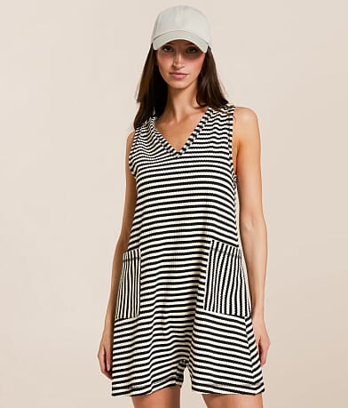 New In Striped Romper front view