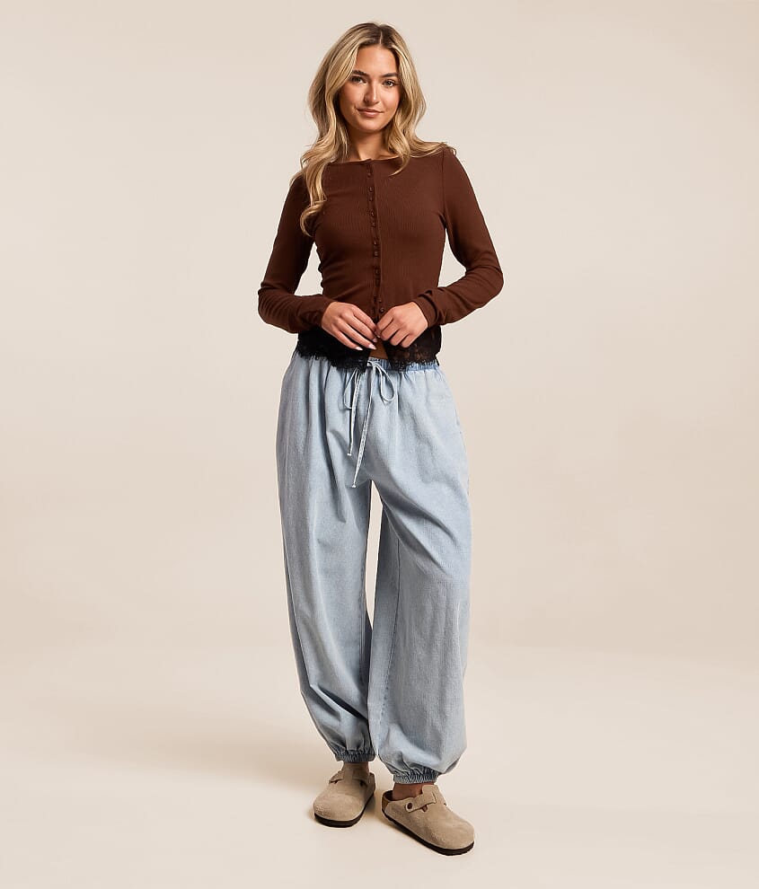 Washed Wide Leg Balloon Pant