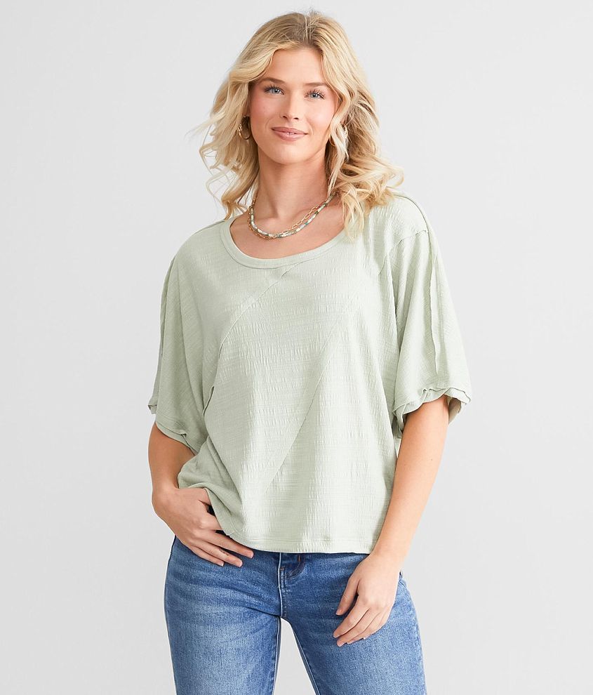 New In Textured Boxy Top front view