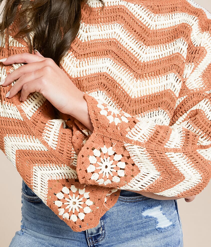 Striped Crochet Cropped Sweater