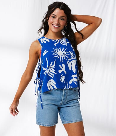 33 Coastal Tropical Side Tie Tank Top front view