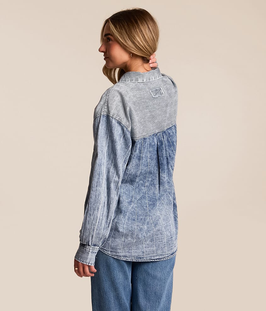 Mixed Stripe Denim Shirt - thumbnail 7