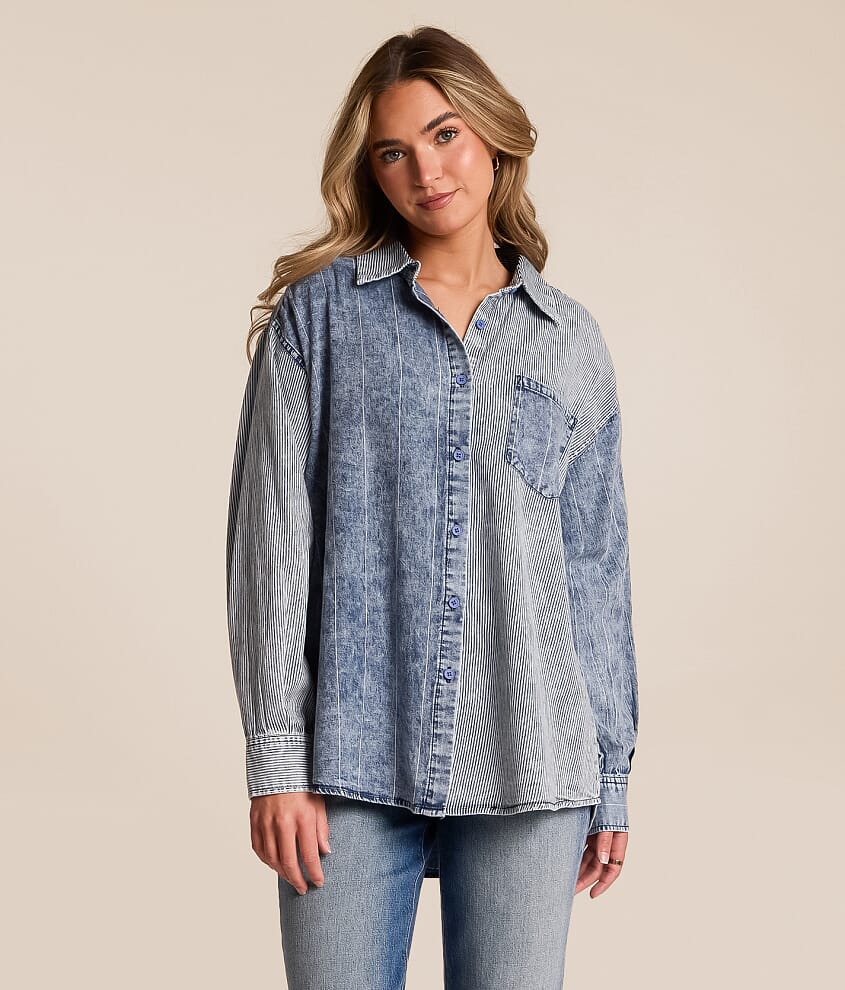 Mixed Stripe Denim Shirt - thumbnail 6