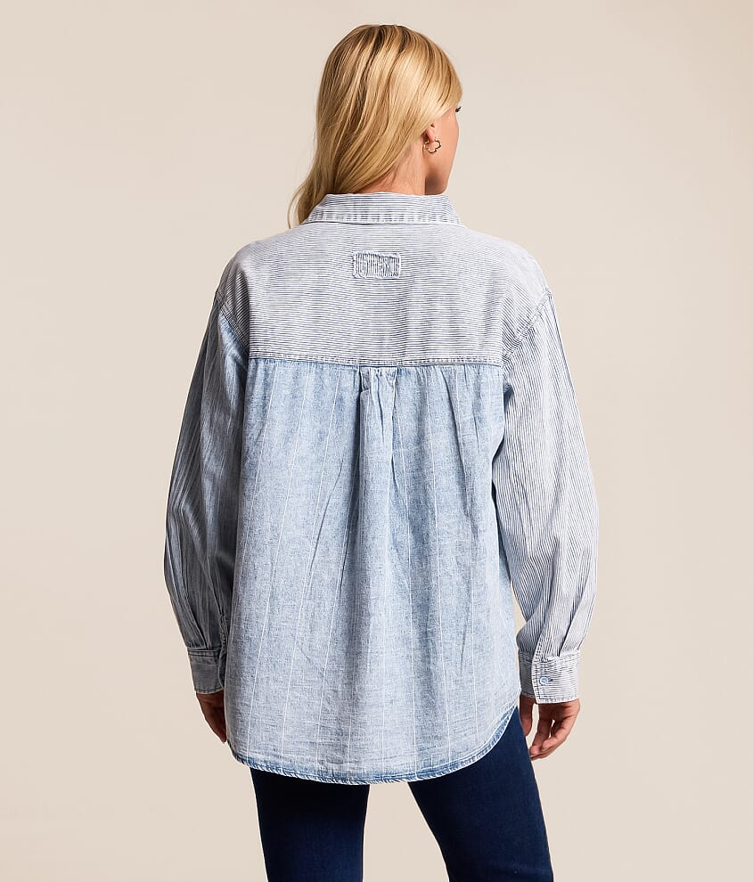 Mixed Stripe Denim Shirt - thumbnail 3
