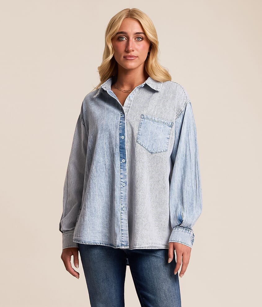 Mixed Stripe Denim Shirt - thumbnail 2