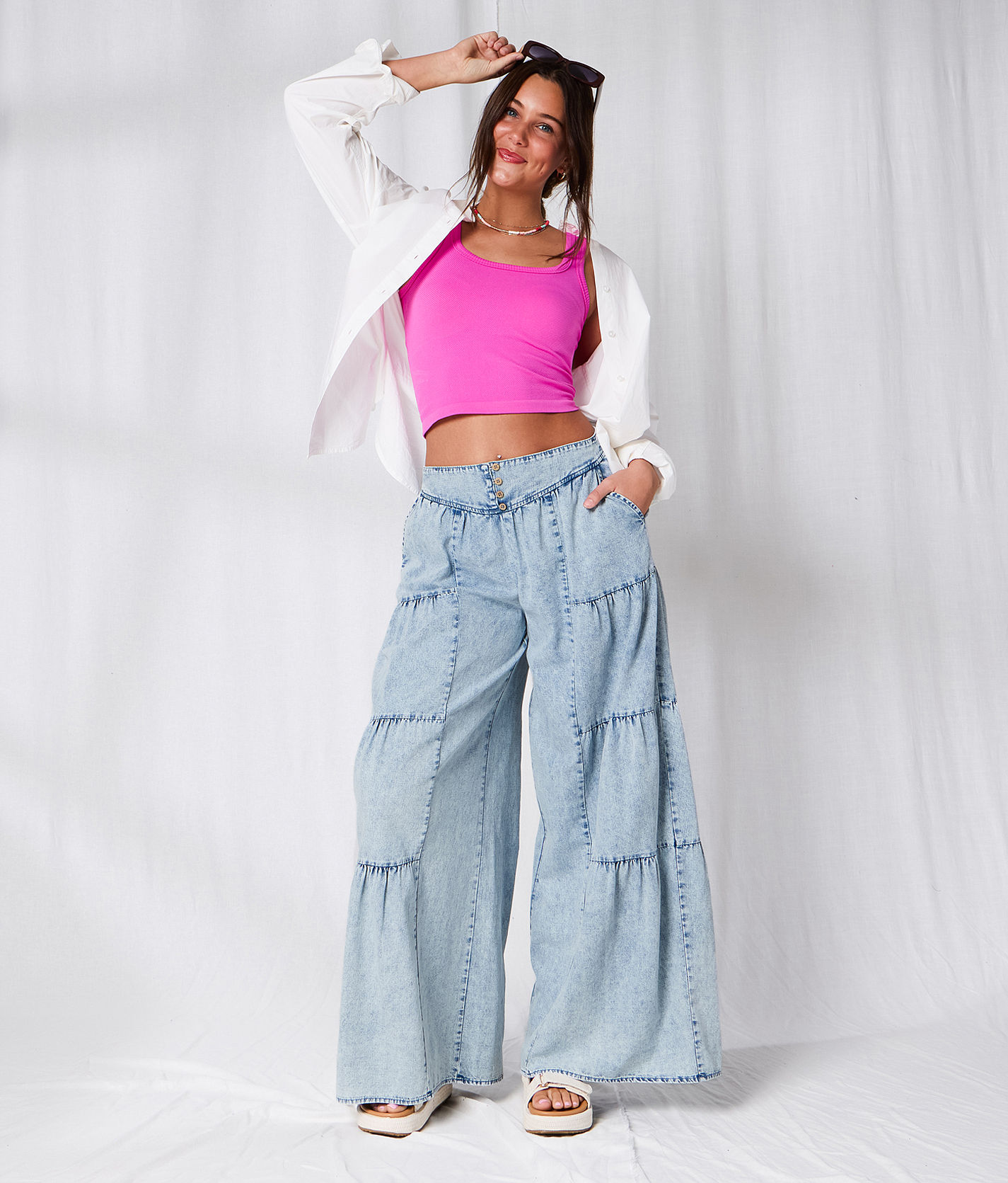 33 Coastal Tiered Wide Leg Pant - Women's Pants in Lt Indigo | Buckle