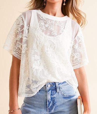 Veveret Embroidered Floral Mesh Top MISC_DETAIL_1