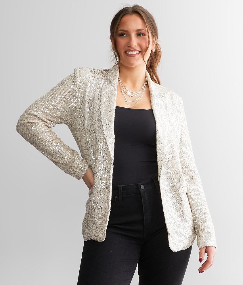 Veveret Sequin Blazer - Women's Coats/Jackets in Gold Beige | Buckle