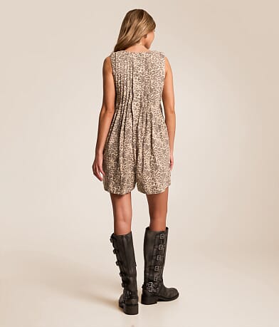 Cheetah Front Tie Denim Romper thumbnail 3