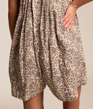 Cheetah Front Tie Denim Romper thumbnail 4