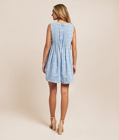 Polka Dot Front Tie Denim Romper thumbnail 4