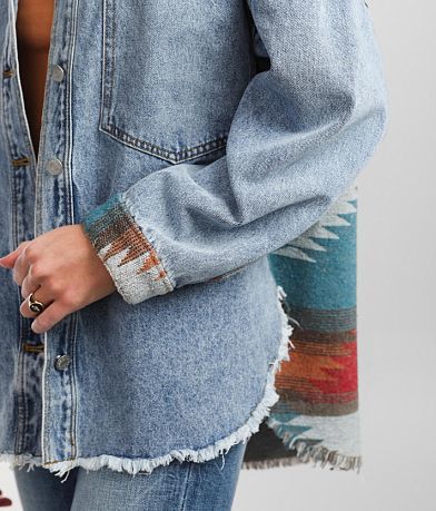 Veveret Aztec Washed Denim Jacket misc detail 1 view