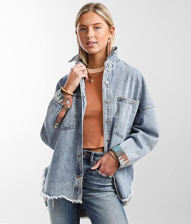 Veveret Aztec Washed Denim Jacket full left side view