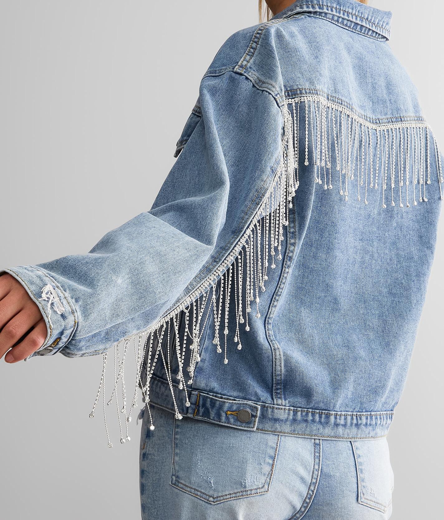 Veveret Rhinestone Fringe Denim Jacket - Women's Coats/Jackets In Denim ...