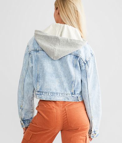 Veveret Cropped Denim Hooded Jacket back view